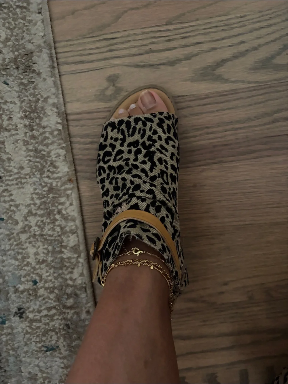 Leopard Print Kids Sandals with Tan Accent